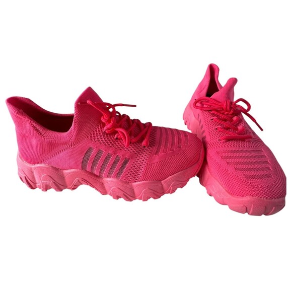 Viral TikTok Pink Knit Sneakers Women’s Size 40 US 9 Lightweight Sock Running - Picture 1 of 9